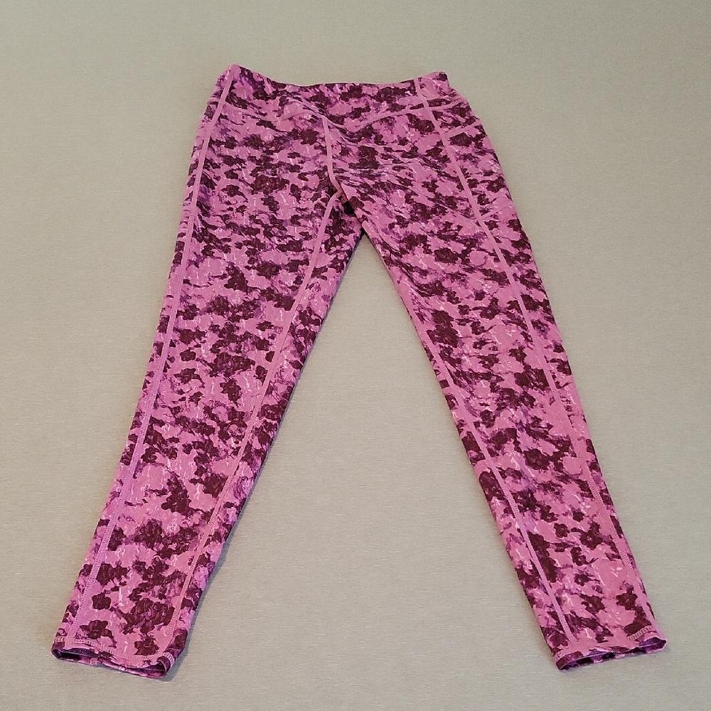Zella Pink and Purple Patterned Workout Leggings Girl's Size XL (14-16)